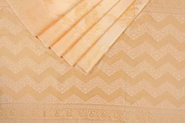 Festive Cream Soft Lichi Silk Saree with Rich Jacquard Weaving and Heavy Brocade Blouse Silk Sarees Wholesale