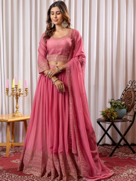 Festive Elegance  Designer Lehenga Choli in Pure Fox Georgette with Stunning Embroidery   Sequins Detailing  Lehenga