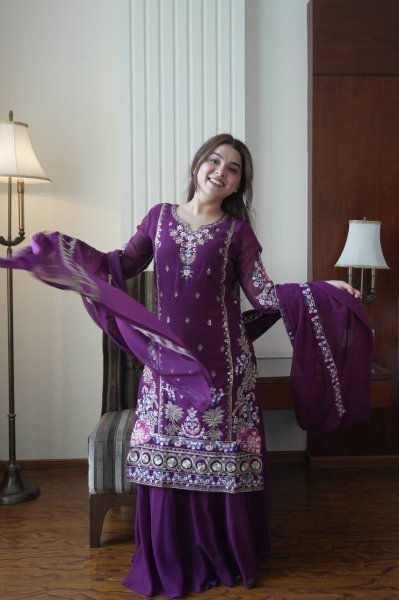 Festive Elegant Fox Georgette Sequence Plazzo Set Wholesale Rate Ready To Wear Collection