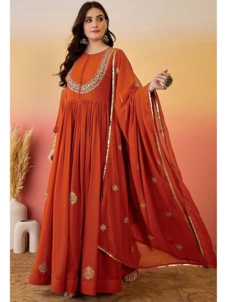 Festive Georgette Embroidered Suit Set with Dupatta Diwali Celebration Wear 
