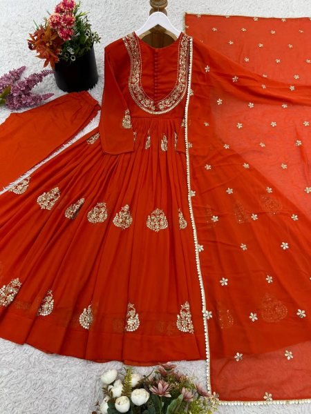 Festive Georgette Embroidered Suit Set with Dupatta Diwali Celebration Wear Diwali Collection