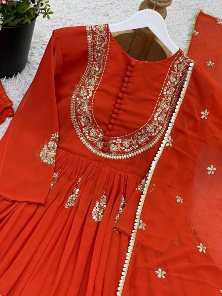 Festive Georgette Embroidered Suit Set with Dupatta Diwali Celebration Wear Diwali Collection