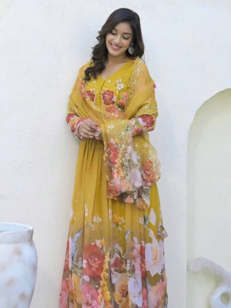 Festive Georgette Embroidery Gown Outfit Ready to Wear Wholesale Bulk Order 