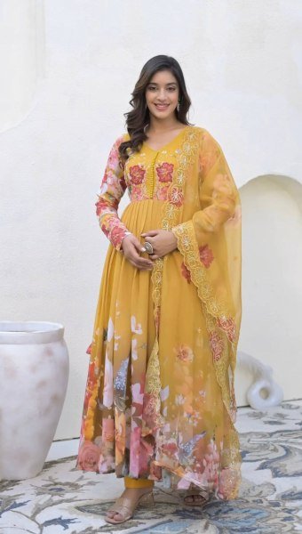 Festive Georgette Embroidery Gown Outfit Ready to Wear Wholesale Bulk Order Anarkali Kurtis 