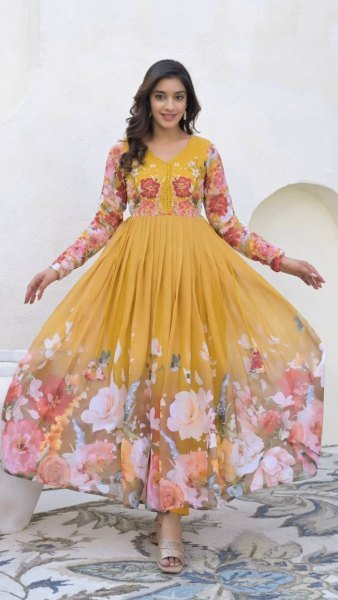 Festive Georgette Embroidery Gown Outfit Ready to Wear Wholesale Bulk Order Anarkali Kurtis 