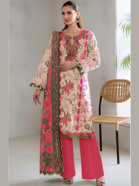 Festive Hot Pink Pure Cotton Patch Work Salwar Suit with Cotton or Chiffon Dupatta Salwar Kameez