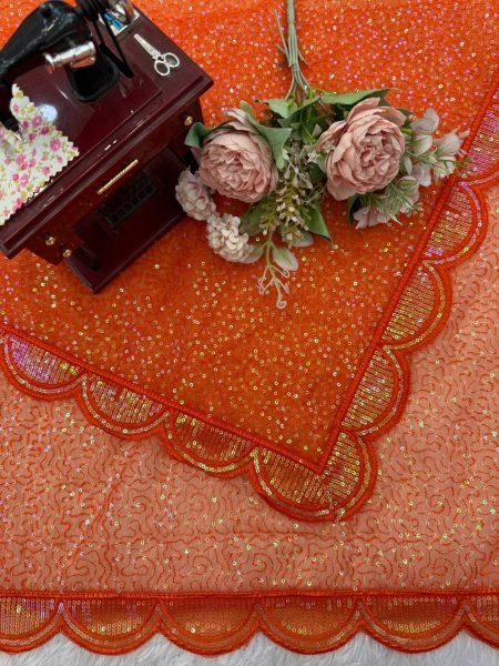 Festive Orange Soft Net Party Wear Saree with Benglori Silk Blouse for Functions  Net Sarees Wholesale