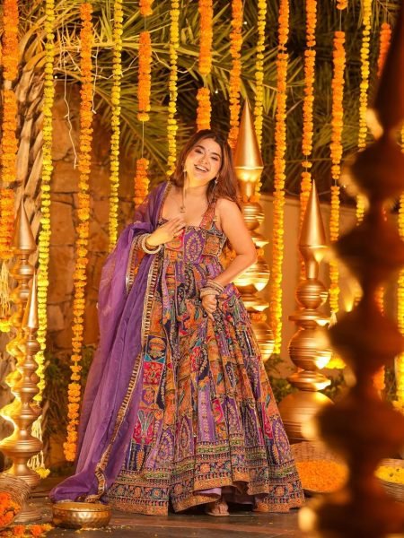 Festive Pure Original Crepe Maxi Gown Set With Sleeveless Suits For Wedding Wear  Ready To Wear Collection