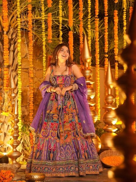 Festive Pure Original Crepe Maxi Gown Set With Sleeveless Suits For Wedding Wear  Ready To Wear Collection