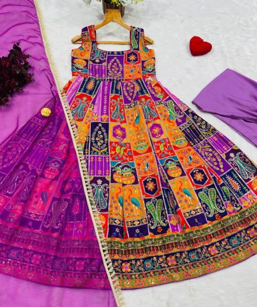 Festive Pure Original Crepe Maxi Gown Set With Sleeveless Suits For Wedding Wear  Ready To Wear Collection