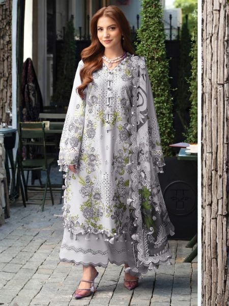 Festive Purple Designer Cambric Lawn Cotton Suit with Digital Print Dupatta Salwar Kameez
