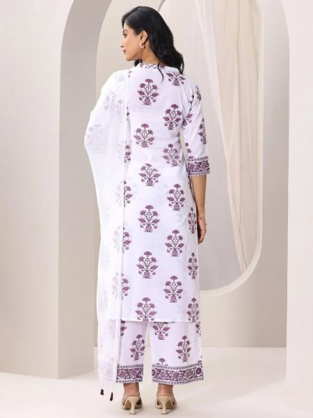 Festive Purple Trendy Cotton Blend Suit Set for Everyday Wear Cotton Kurtis Wholesale