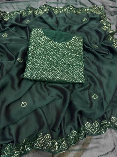 festive ready silk saree with cutwork sequins direct from manufacturer Embroidery Sarees Wholesale