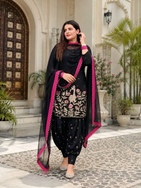 Festive Ready to Wear Patiala Dhoti Suit with Sequin Embroidery 