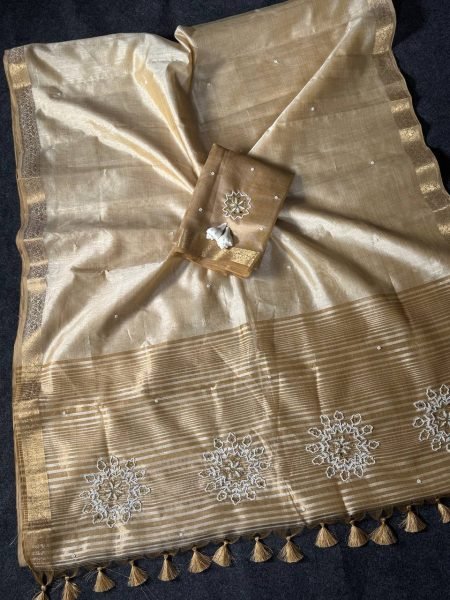 Festive Royal Look Golden Trusser Saree with Rich Zari Weaving Work For Wedding Designer Wedding Sarees Wholesale