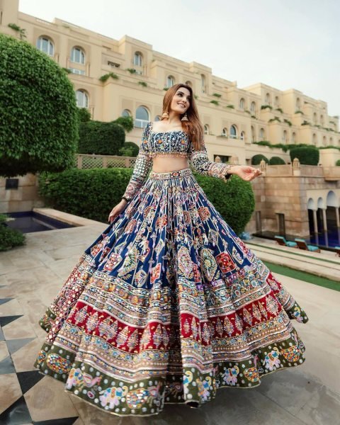 Navratri Glow Vibe Designer Muslin Lehenga Choli with Mirror Work & Festive Finesse Navratri Lehnega Choli