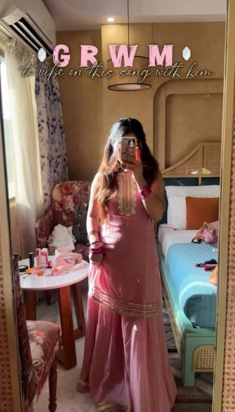 Rosy Radiance Tabby Organza Festive Sharara Set with Sequin & Mirror Glam Ready To Wear Collection