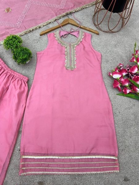 Rosy Radiance Tabby Organza Festive Sharara Set with Sequin & Mirror Glam Ready To Wear Collection