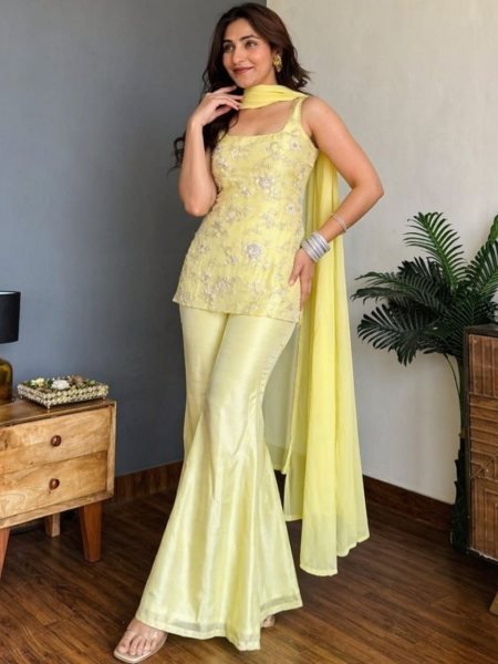 Festive Wear Faux Georgette 3 Piece Kurta Pant with Matching Dupatta for Women Embroidery Kurtis 
