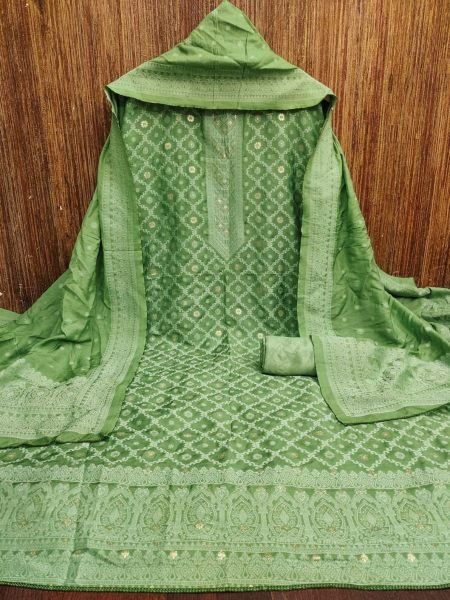 Festive Wear Green Chanderi Maslin Fancy Jacquard Suit Material at Manufacturer  