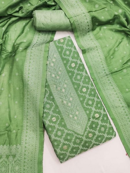 Festive Wear Green Chanderi Maslin Fancy Jacquard Suit Material at Manufacturer  Color Set Matching Dress Material Wholesale