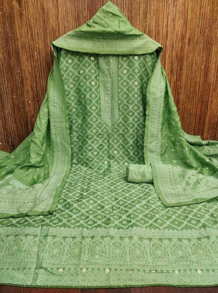 Festive Wear Green Chanderi Maslin Fancy Jacquard Suit Material at Manufacturer  Color Set Matching Dress Material Wholesale