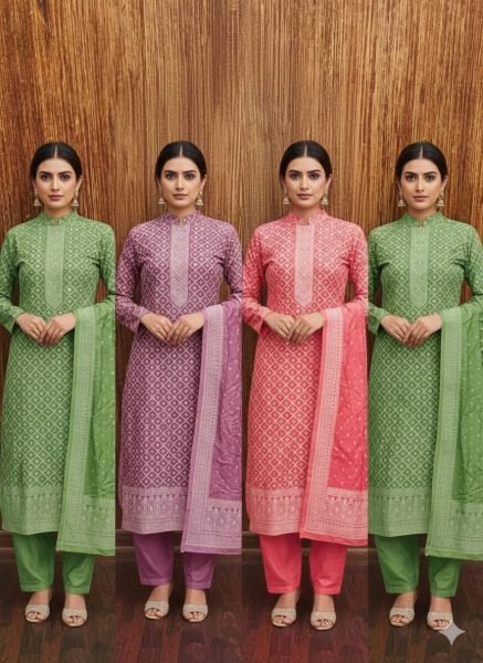 Festive Wear Green Chanderi Maslin Fancy Jacquard Suit Material at Manufacturer  Color Set Matching Dress Material Wholesale