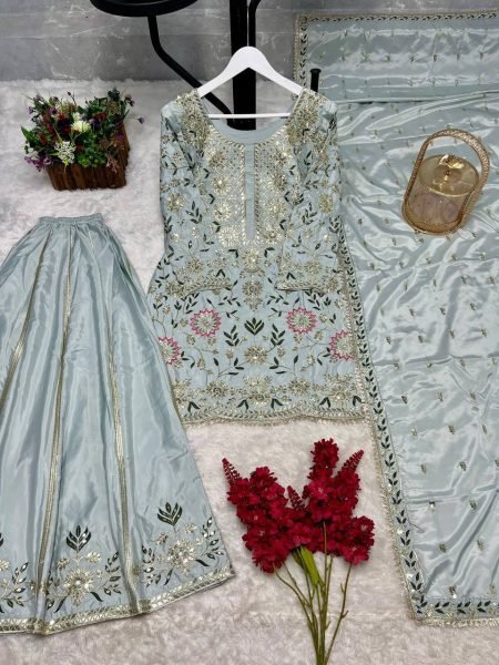 Festive Wear Heavy Embroidered Sharara Suit Set for Weddings Ready To Wear Collection