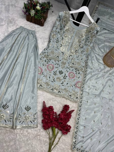 Festive Wear Heavy Embroidered Sharara Suit Set for Weddings Ready To Wear Collection