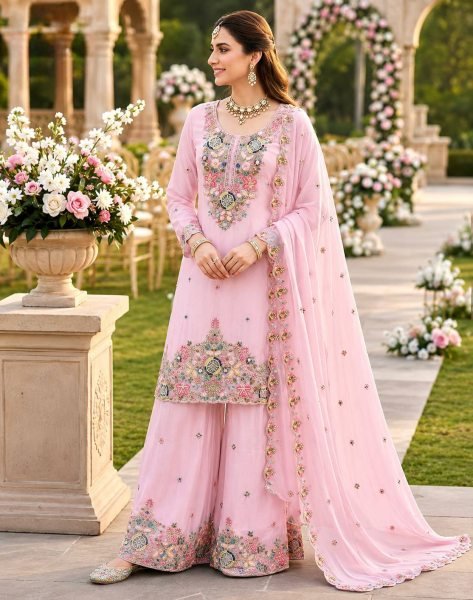 Festive Wear Mal Chanderi Sharara Set with Dupatta Ready To Wear Suit