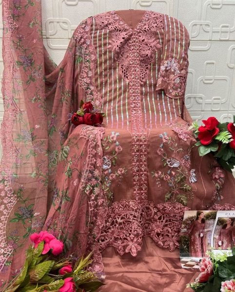 Festive Wear Mauve Maria B Chiffon Suit with Applique and Handwork at Wholesale  Pakistani Suits Wholesale
