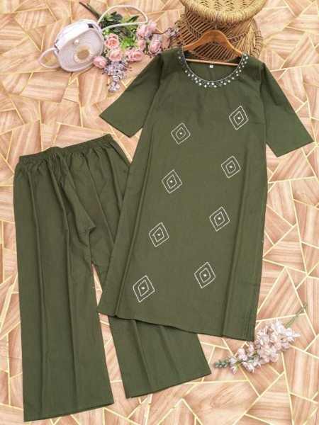 Festive Wear Premium Cotton Kurta featuring a matching plazo Set Cotton Kurtis Wholesale