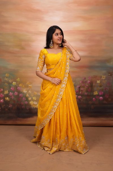 Festive Wear Yellow Silk Lehenga Choli with Embroidered Blouse and Dupatta at Wholesale Rate Designer Lehenga Choli
