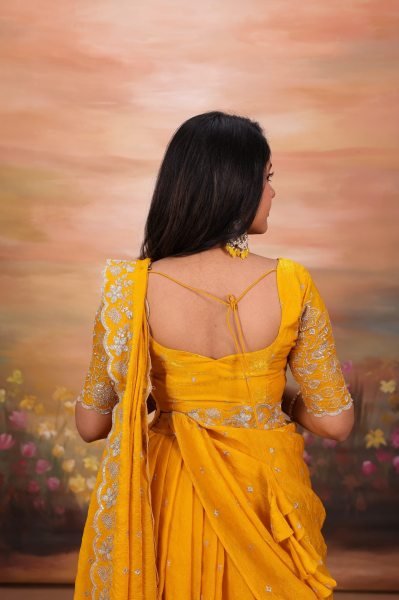 Festive Wear Yellow Silk Lehenga Choli with Embroidered Blouse and Dupatta at Wholesale Rate Designer Lehenga Choli