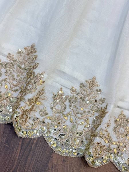 Festive White Doremon Crush Top Pant Dupatta Set with Embroidery Work at Wholesale Rate Ready To Wear Collection