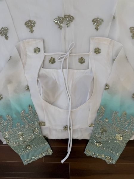 Festive White Star Georgette Embroidered Long Anarkali Gown Ready To Wear Collection