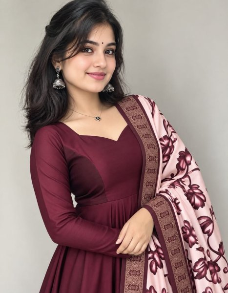 Festive Wine Blooming Vichithra Silk Anarkali with Soft Crepe Lining at Wholesale Rate Anarkali Kurtis 
