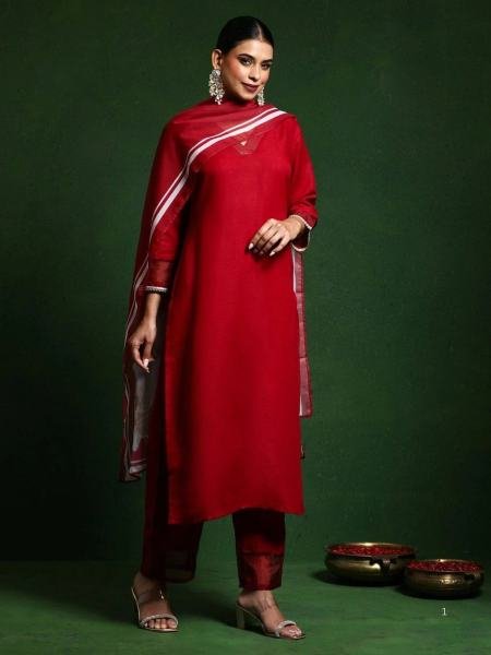 Finest Plain Maroon Chanderi Kurti Set for Office Wear Kurtis