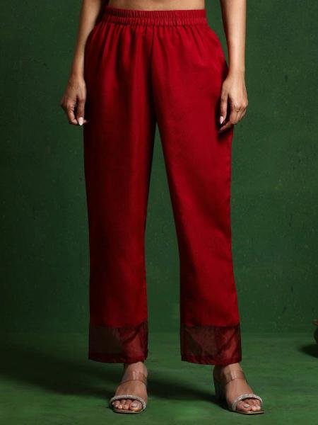 Finest Plain Maroon Chanderi Kurti Set for Office Wear  Straight Cut Long Kurtis