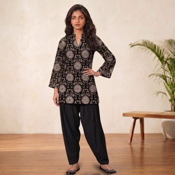 Flawless Black Designer Cotton Farshi Co Ord Set by Royal Export Collection CO ORD Sets