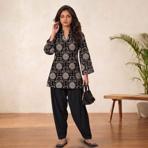 Flawless Black Designer Cotton Farshi Co Ord Set by Royal Export Collection CO ORD Sets