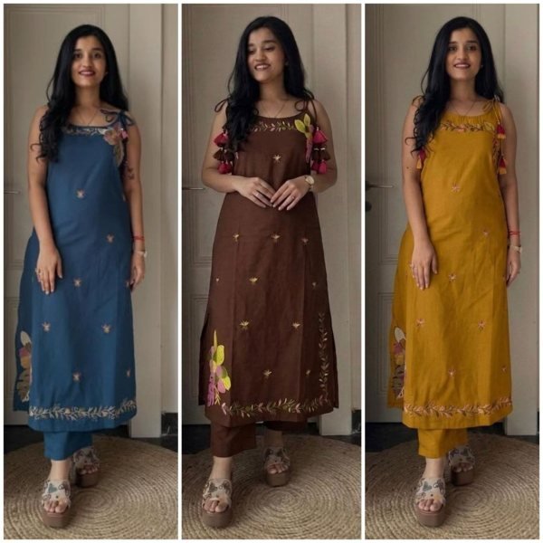 Flawless Blue Designer Fandy Silk Farshi Salwar Suit with Embroidery Work Cotton Kurtis Wholesale