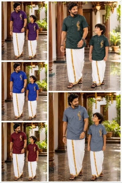 Flawless Grey Men and Kids Matching Jippa with Premium Printed Design Father Son Collection 