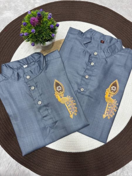 Flawless Grey Men and Kids Matching Jippa with Premium Printed Design Father Son Collection 