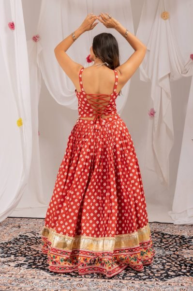 Flawless Orange Pure Cotton Lehenga Choli with Mirror Work and Digital Print Navratri Lehnega Choli