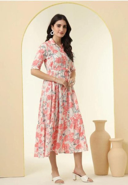 Flawless Red Digital Print Poly Rayon Kurti for Daily Wear at Wholesale Rate Western Ladies Top Wholesale