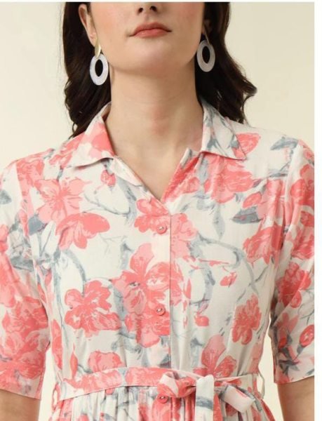 Flawless Red Digital Print Poly Rayon Kurti for Daily Wear at Wholesale Rate Western Ladies Top Wholesale