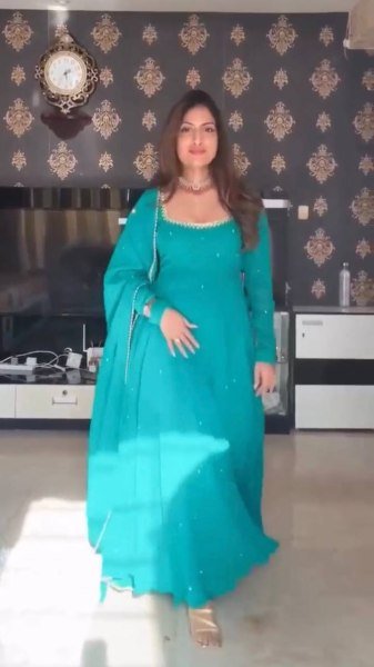 Flawless Sky Blue  Women s Anarkali Suit with Mirror Work and Pearl Lace Dupatta  Ready To Wear Collection