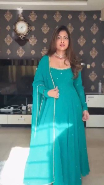 Flawless Sky Blue  Women s Anarkali Suit with Mirror Work and Pearl Lace Dupatta  Ready To Wear Collection