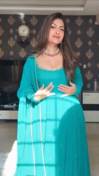 Flawless Sky Blue  Women s Anarkali Suit with Mirror Work and Pearl Lace Dupatta  Ready To Wear Collection
